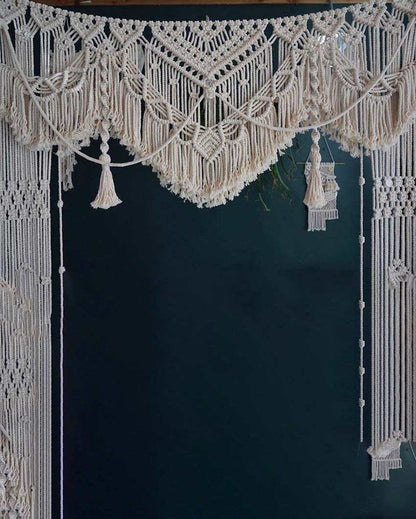 Multi Tassel Curtain Macrame Curtain Wedding Arch | 50 x 80 inches