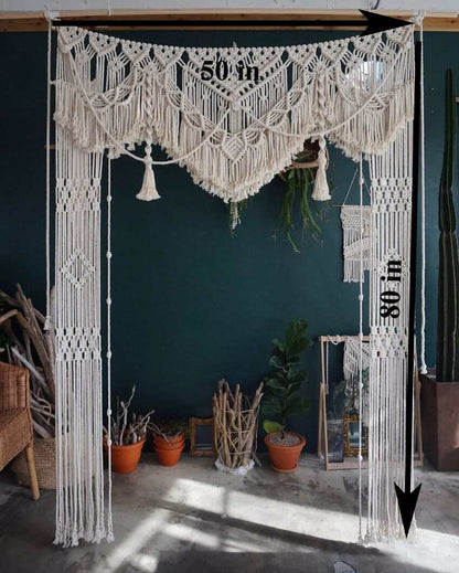 Multi Tassel Curtain Macrame Curtain Wedding Arch | 50 x 80 inches