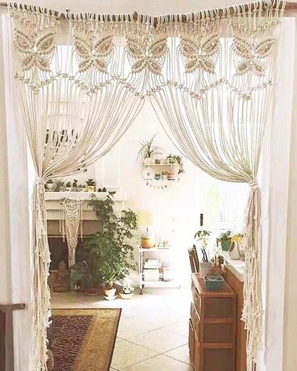 Butterfly Curtain Macrame Curtain Wedding Arch | 35 x 80 inches