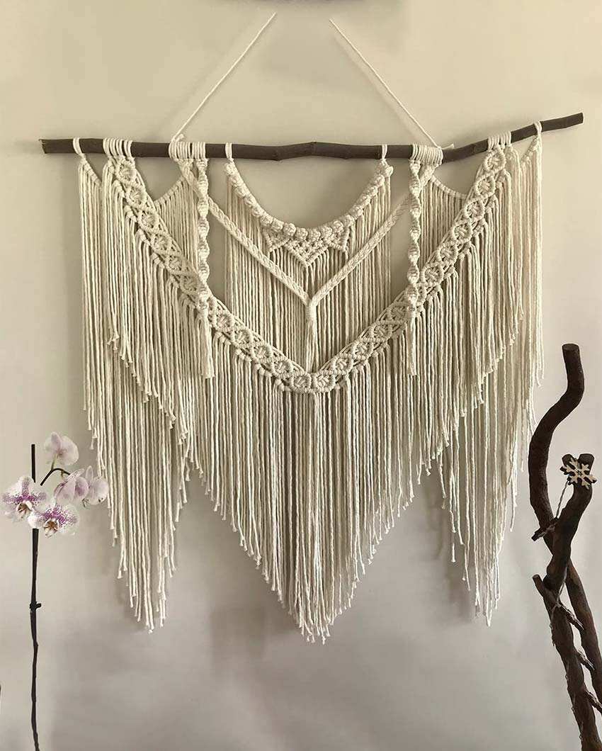 Natural Driftwood Walls Bohemian Decor Macrame Tapestry Wall Decor | 36 x 34 inches