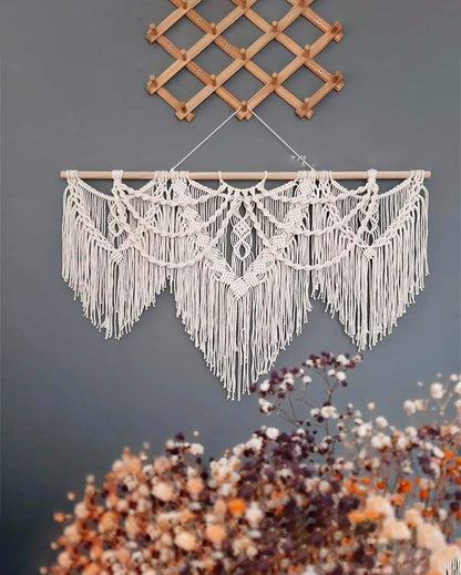 Tassel Natural Driftwood Bohemian Macrame Tapestry Wall Hanging | 40 x 32 inches