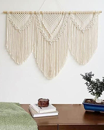 Knoted Natural Driftwood Bohemian Macrame Tapestry Wall Hanging | 38 x 34 inches