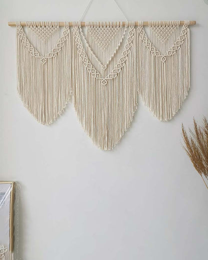 Knoted Natural Driftwood Bohemian Macrame Tapestry Wall Hanging | 38 x 34 inches