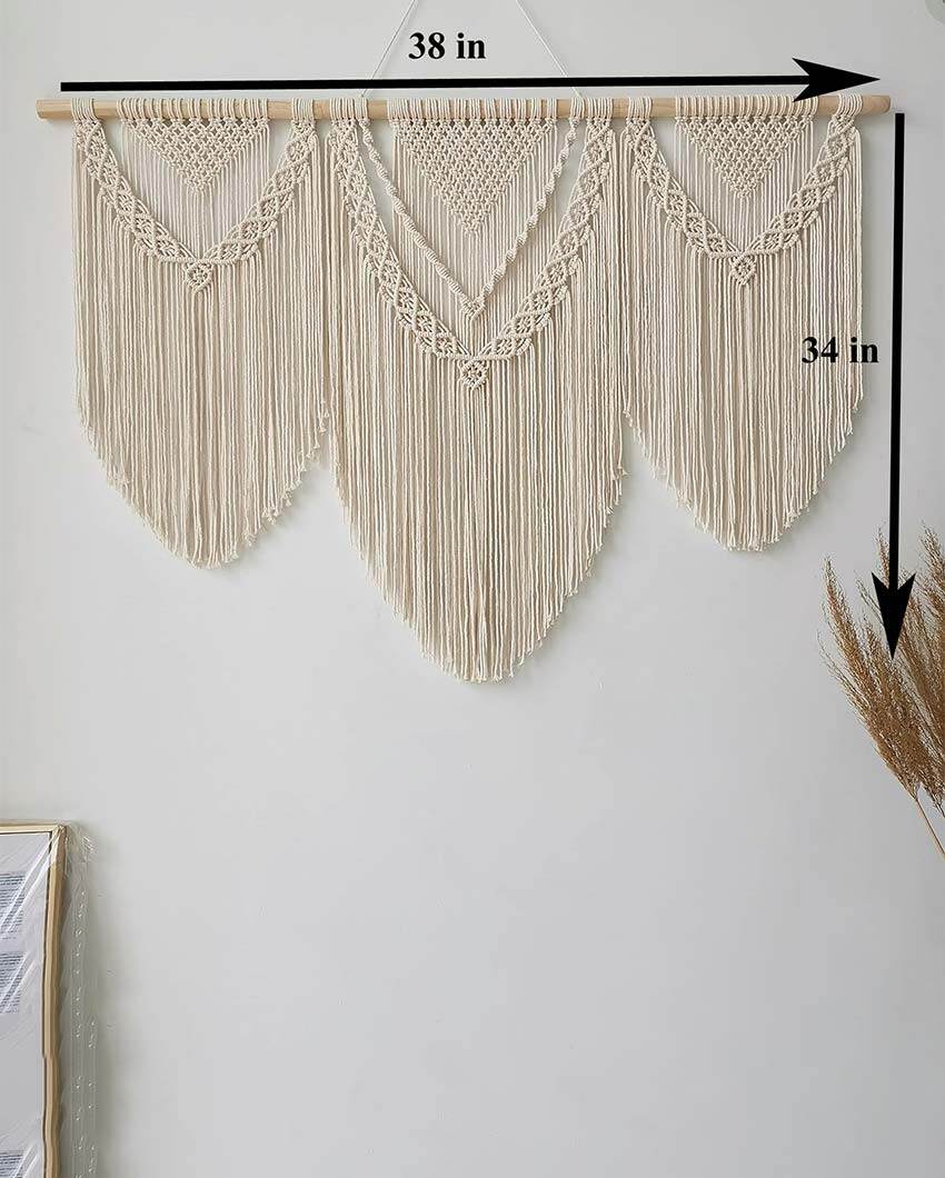 Knoted Natural Driftwood Bohemian Macrame Tapestry Wall Hanging | 38 x 34 inches