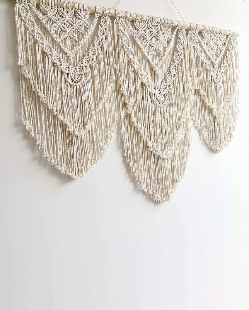 Two Layer Natural Driftwood Bohemian Macrame Tapestry Wall Hanging | 40 x 33 inches