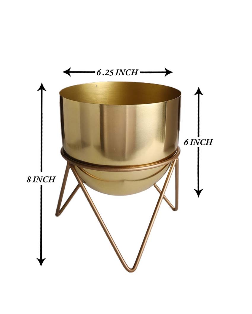 Zig Zag Style Metal Planter with Stand | 6 x 8 inches | Plant not included