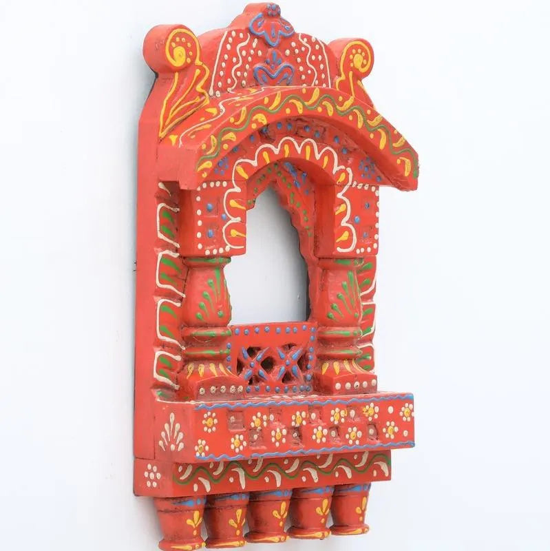 Indian Artistic Small Wooden Jharokha Rust