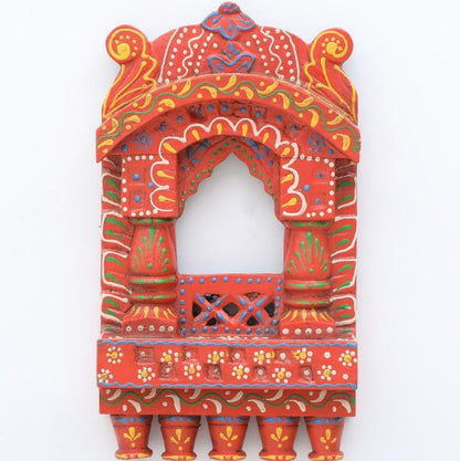 Indian Artistic Small Wooden Jharokha Rust