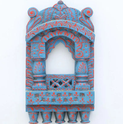 Indian Artistic Small Wooden Jharokha Light Blue