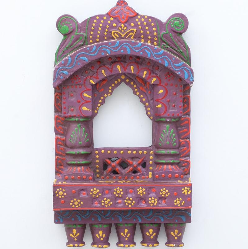 Indian Artistic Small Wooden Jharokha Purple