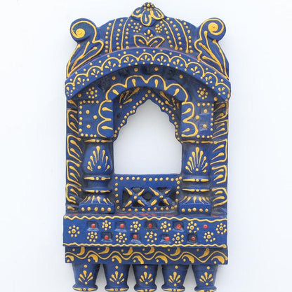 Indian Artistic Small Wooden Jharokha Dark Blue