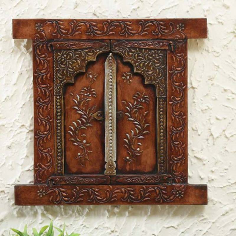 Rajasthani Curved Leaf Jharokha Wooden Hanging Window Default Title