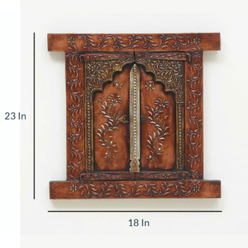 Rajasthani Curved Leaf Jharokha Wooden Hanging Window Default Title