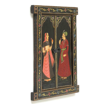 Indian King & Queen Painted Wooden Hanging Window Default Title