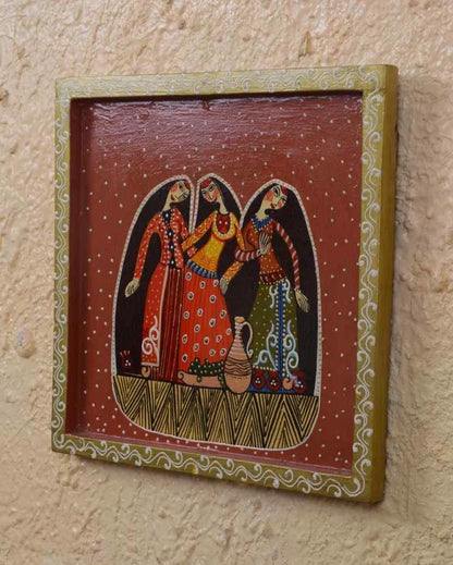 Rajsthani Womens Hand Painted Square Wall Plate