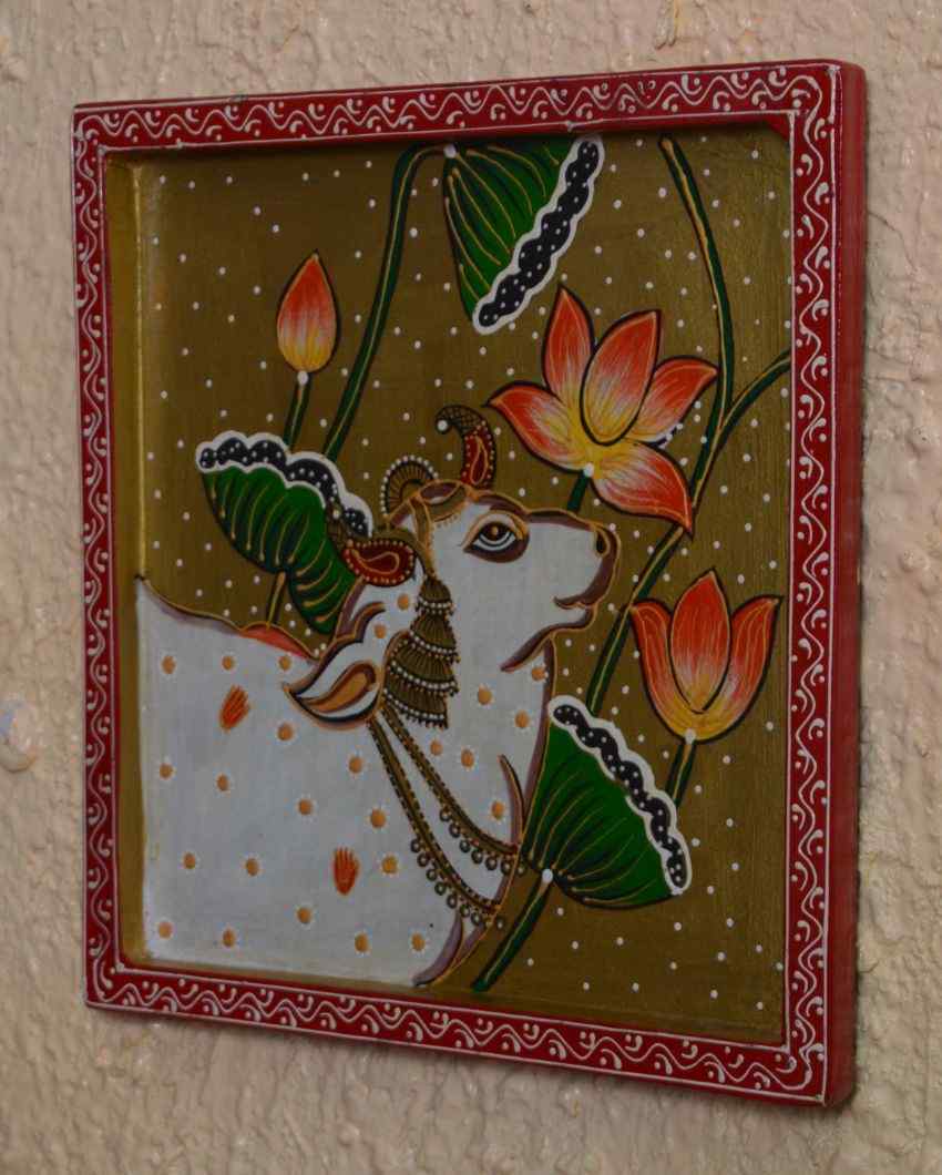 Hand Painted Cow Art Square Wall Plate