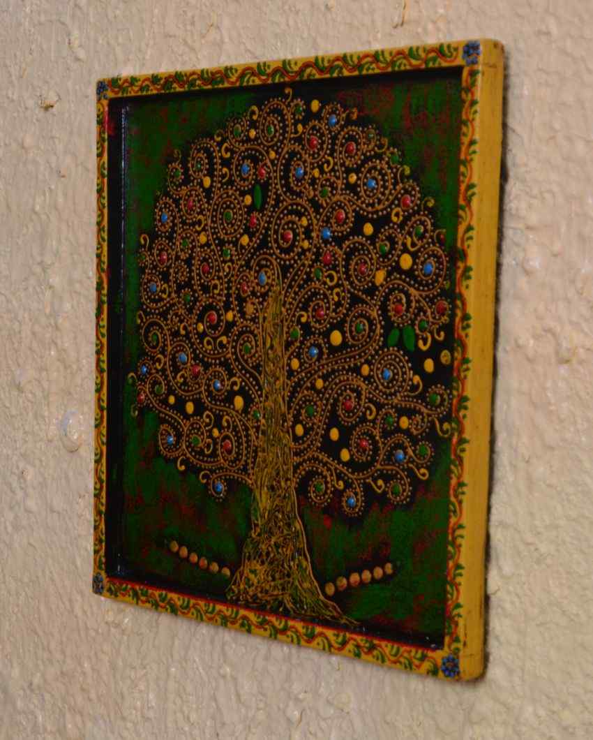 Big Tree Art Hand Painted Square Wall Plate