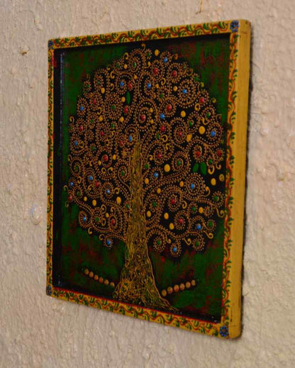 Big Tree Art Hand Painted Square Wall Plate