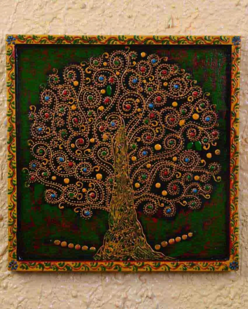 Big Tree Art Hand Painted Square Wall Plate