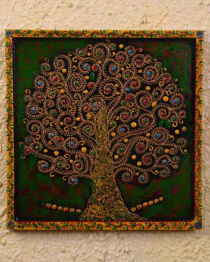 Big Tree Art Hand Painted Square Wall Plate