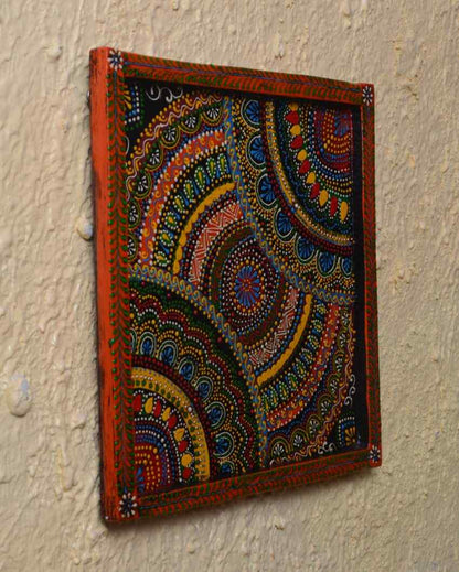 Rangoli Illusion Art Hand Painted Square Wall Plate
