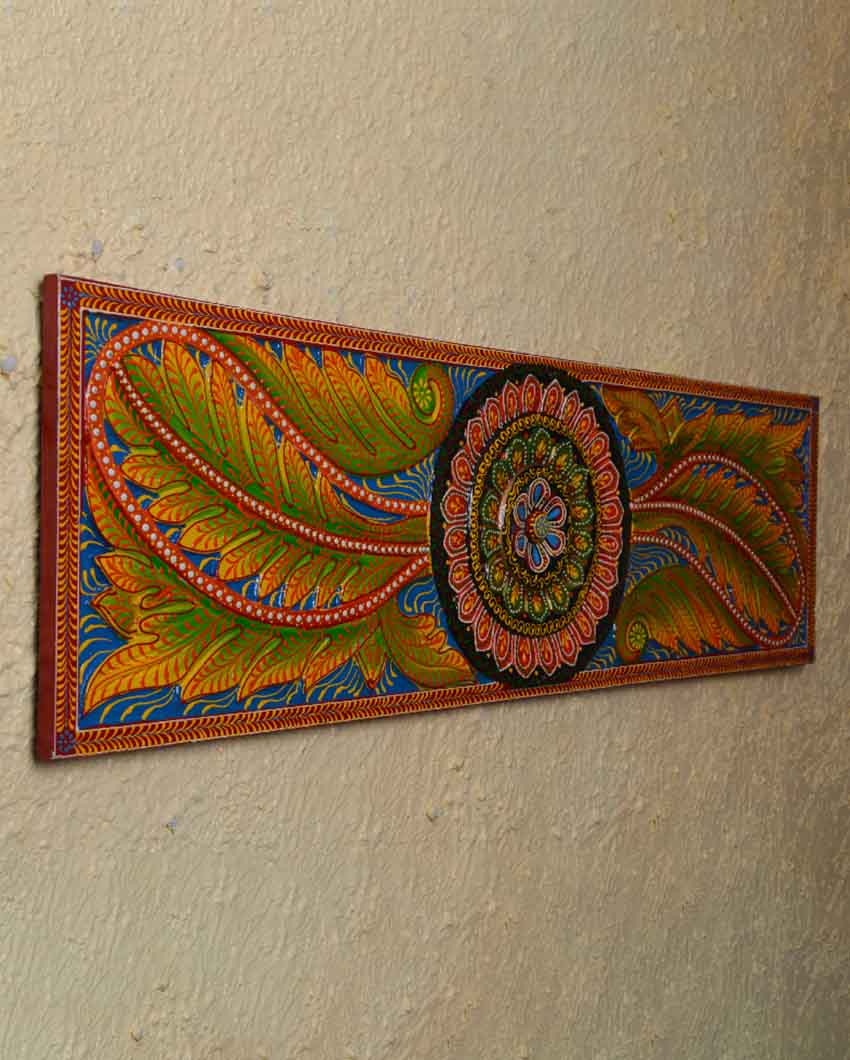 Leaf Carved Handpainted Wall Panel