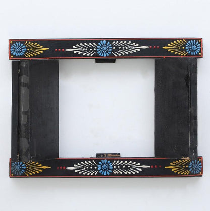 Floral Painted Small Black Wooden Window Default Title