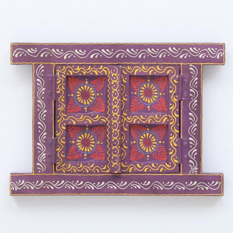 Beautiful Flower Painted Purple Wooden Window Default Title