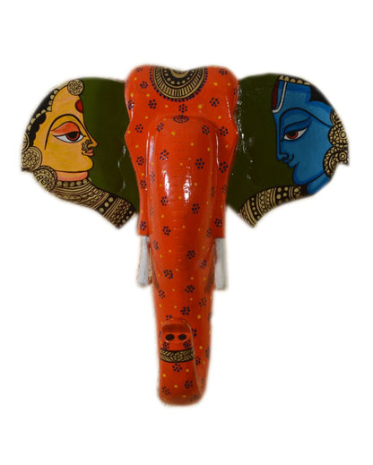 Wooden Hand Painted Elephant Face