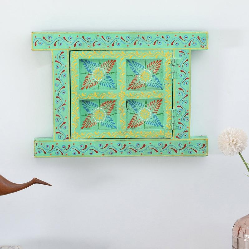 Antique Sea Green Small Wooden Window Default Title