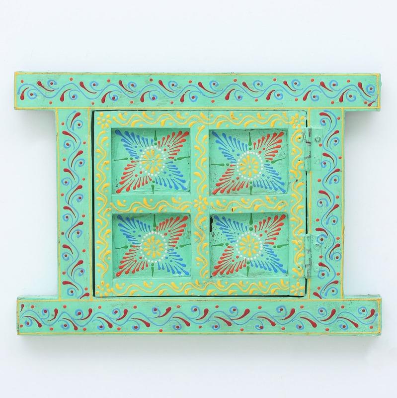 Antique Sea Green Small Wooden Window Default Title