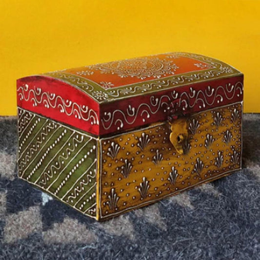 Traditional Handpainted Wooden Trinket Box Default Title