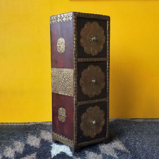 Unique Design With Golden Knob Wooden Trinket Box Default Title