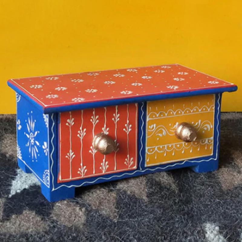 Mini Rajasthani Handcrafted Wooden Trinket Box Default Title