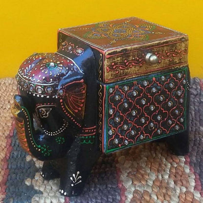 Elephant Design HandCrafted Wooden Box Default Title