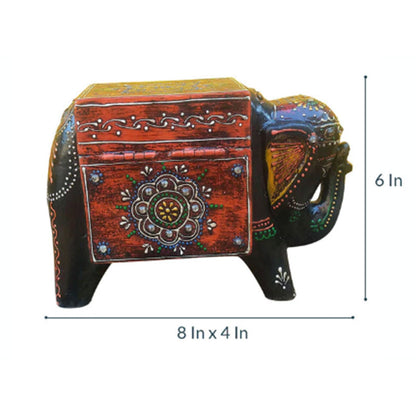 Elephant Design HandCrafted Wooden Box Default Title