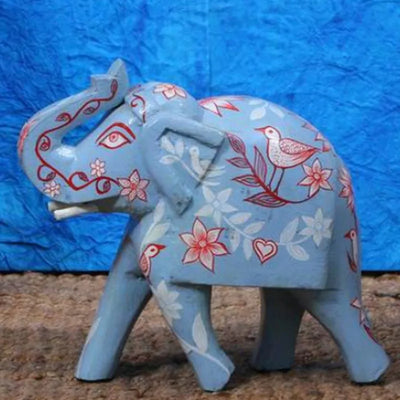 Adorable White Elephant Wooden Decor Statue Default Title