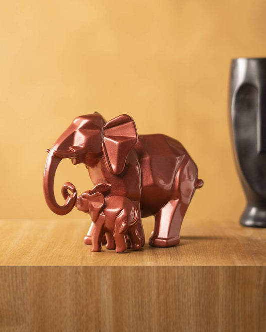 Love Rose Gold Tusker Resin Elephant Statue | Set Of 2