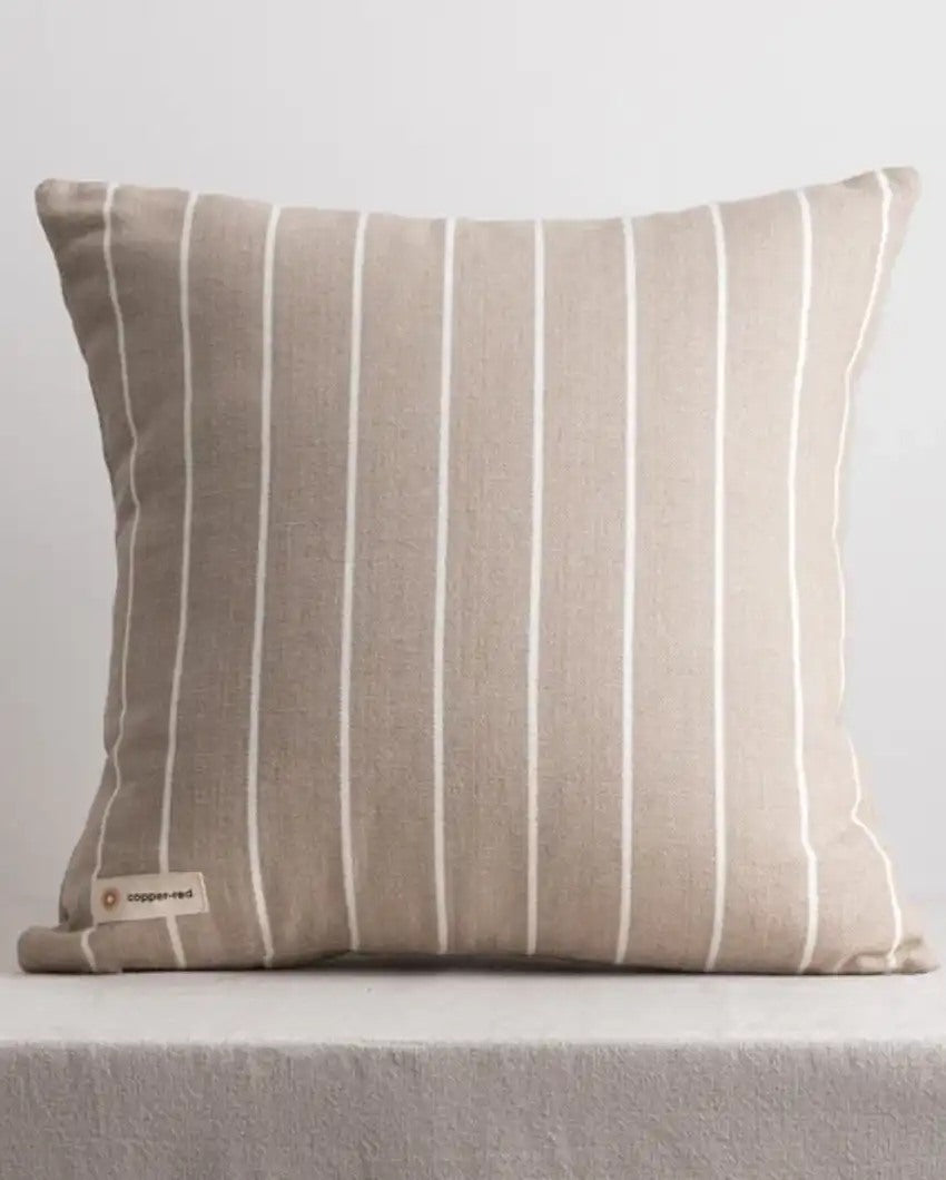 Stylish Atacama Stripes Beige Cotton Throw Pillow Cover