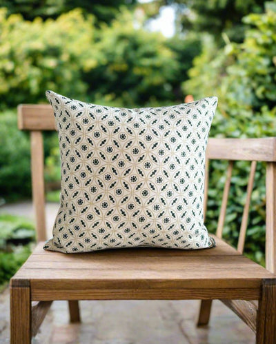 Azura Cotton Cushion Covers | Green | Set of 2 | 16x16 inches