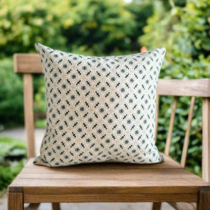 Azura Cotton Cushion Covers | Green | Set of 2 | 16x16 inches