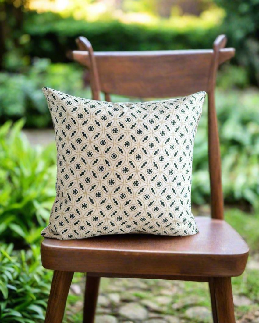 Azura Cotton Cushion Covers | Green | Set of 2 | 16x16 inches