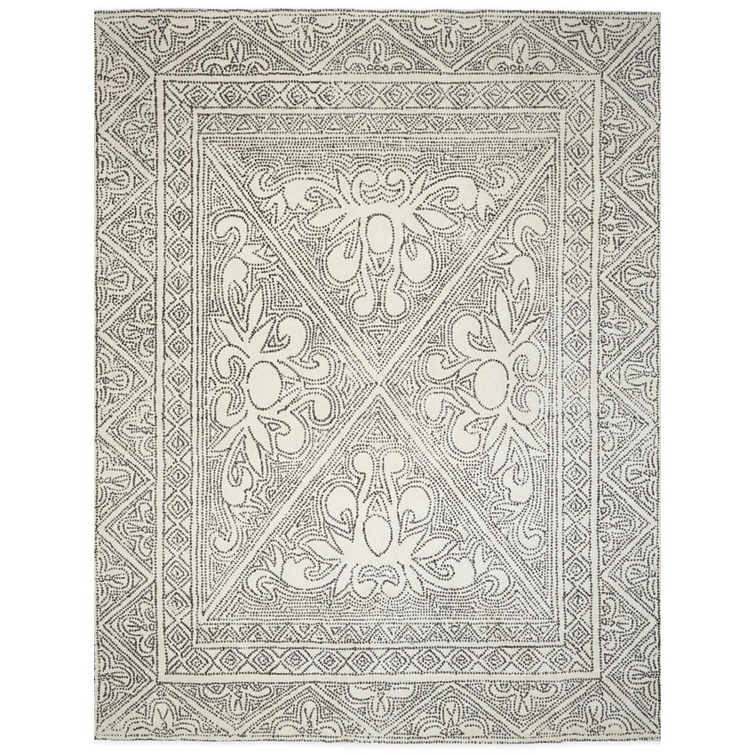 Stylish Off-White Batik Reversible Floor Covering Rug