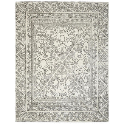 Stylish Off-White Batik Reversible Floor Covering Rug