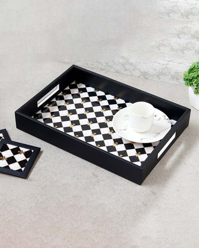 Elegant White & Black Shade Bumblebee Serving Tray | 14 x 10 x 4 inches