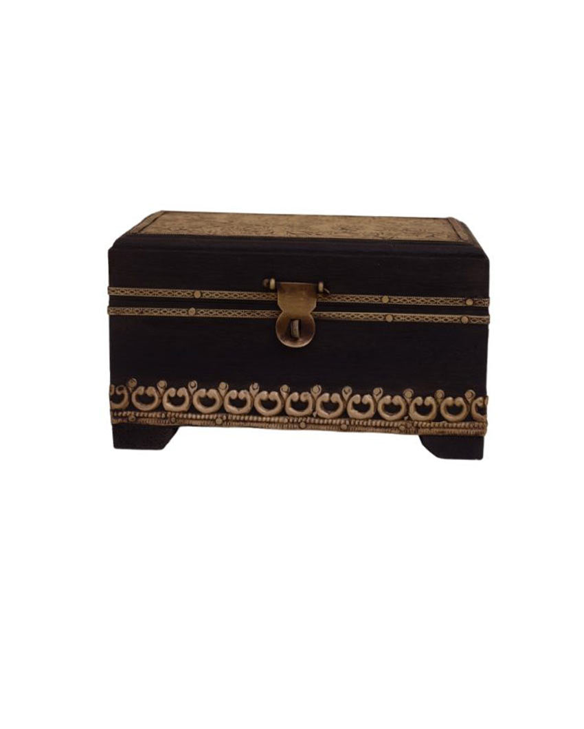 Rectangle Brass Fitted Wooden Box