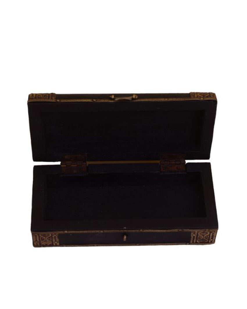 Large Black Brass Fitted Box