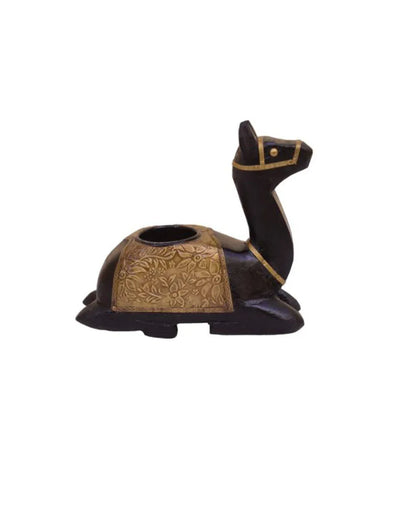 Camel Shape Brass Fitted Wooden T-Light