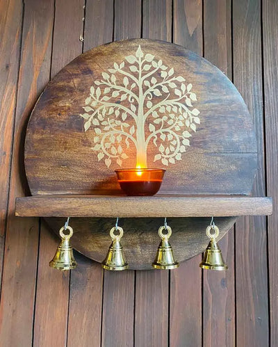 Tree Of Life Mango Wood Meditation Shelf