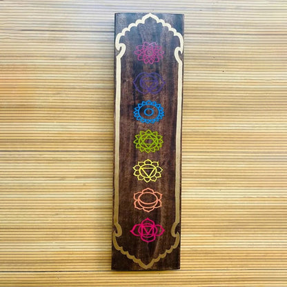 Spiritual Acacia Wood Seven Chakra Totem | 24 x 5 inches